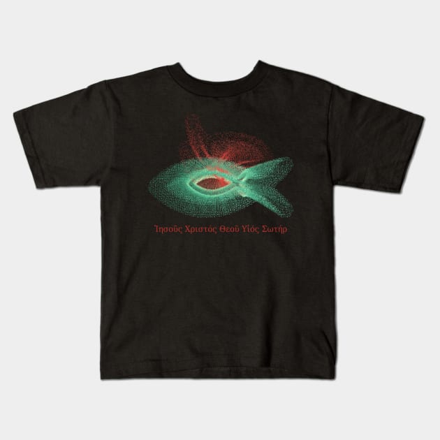 Jesus Fish Abstract Art With Greek Text Kids T-Shirt by donovanh